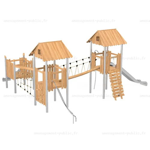 Structure pour aires de jeux extérieurs en bois de robinier